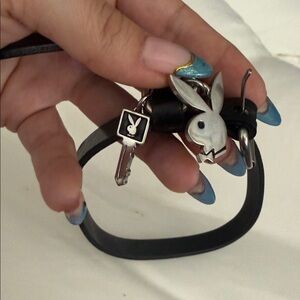 Black Playboy Bunny logo and key bracelet